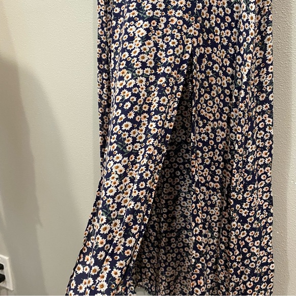 Nectar Clothing Floral Midi Dress Front Slits Blue Medium - Picture 6 of 11